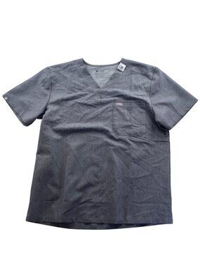 Figs Technical Collection Men V-Neck Scrub Top Size XL Heather Gray Short Sleeve